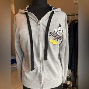 Disney Mickey Mouse zip up grey sweatshirt, with pockets, size small